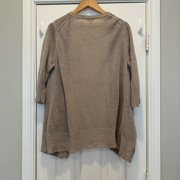 J Jill Love Linen Cardigan Women’s Med Sweater Beige Neutral Pockets Coastal - Picture 2 of 8